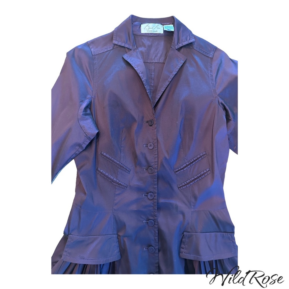 Byron Lars Eggplant Purple Button Down Flair Dress w/ Pockets SZ 10 - Picture 4 of 11